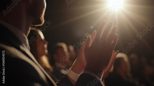 Applause at Darkened Venue with Spotlights and Engaged Audience