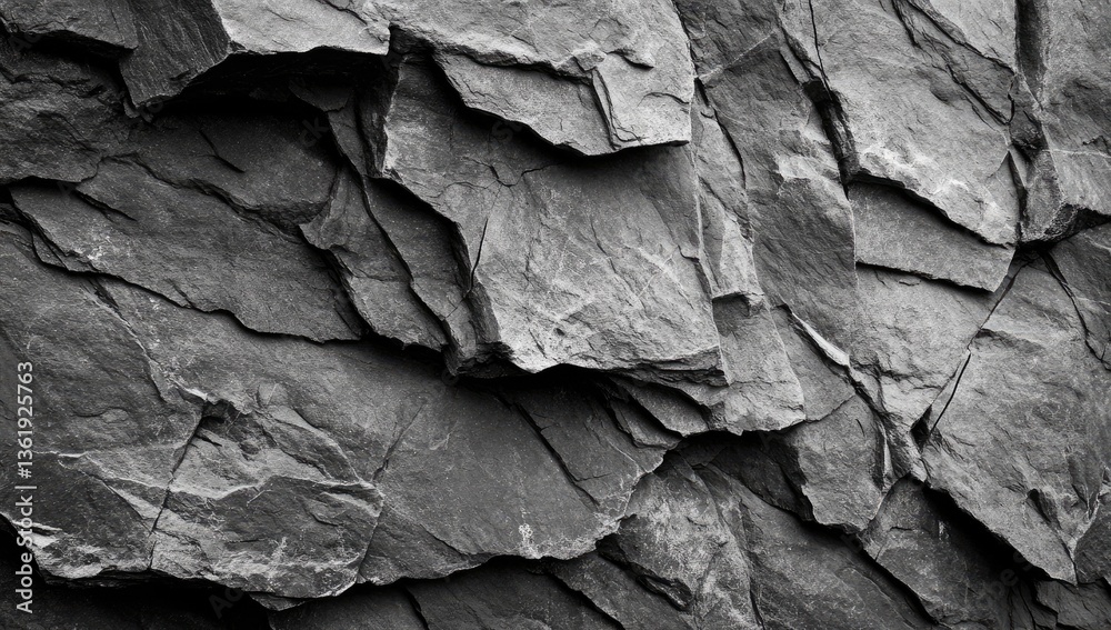 Close-up view of layered dark gray rock face Close-up view of layered dark gray rock face