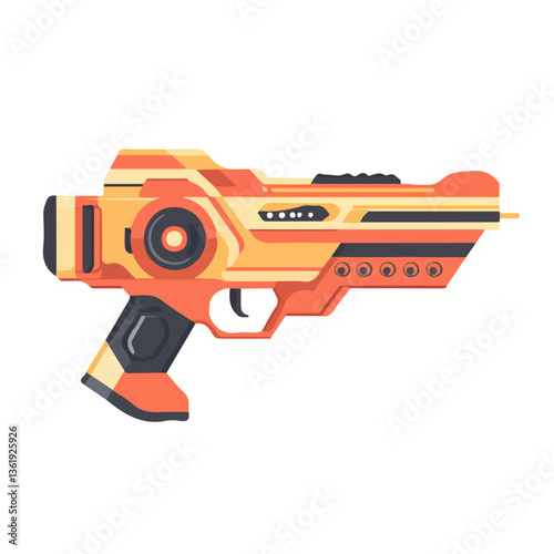 2D flat vector illustration Laser gun with futuristic design icon isolated on a white background.

