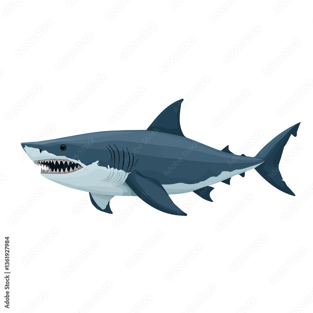 2D flat vector illustration Megalodon giant shark icon isolated on a white background.
2D flat vector illustration Megalodon giant shark icon isolated on a white background.