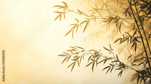 Wallpaper Mural Golden Bamboo Leaves in the Misty Morning Light Torontodigital.ca