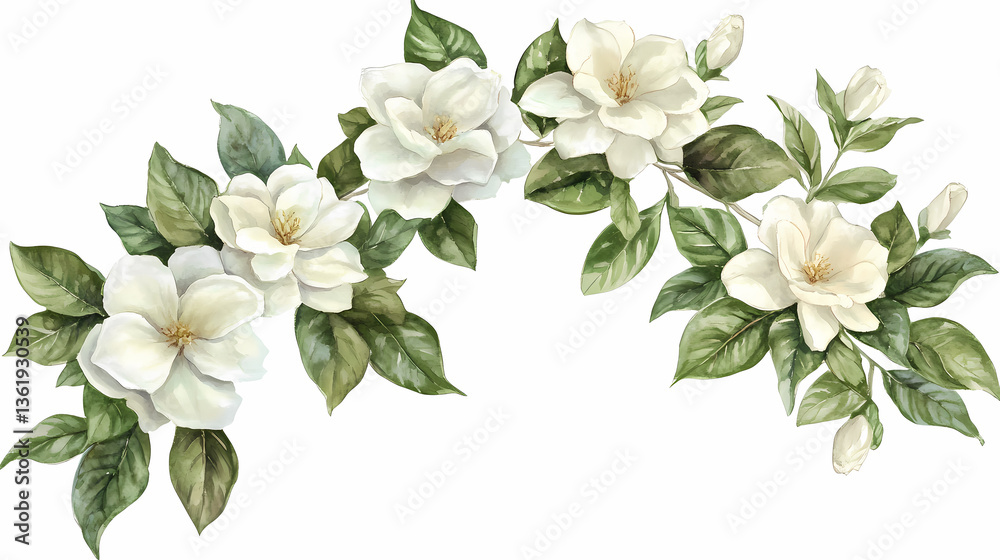 Fototapeta premium Delicate Magnolia Branch Illustration