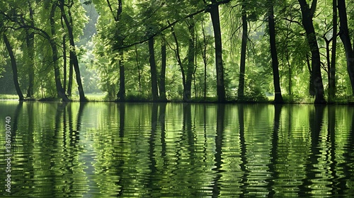 Serene Forest Reflecting on Water