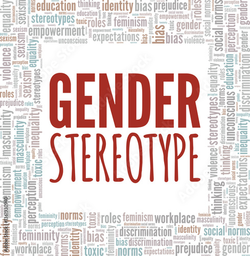 Gender Stereotype word cloud conceptual design isolated on white background.