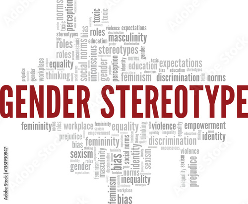 Gender Stereotype word cloud conceptual design isolated on white background.
