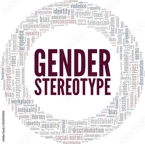 Gender Stereotype word cloud conceptual design isolated on white background.