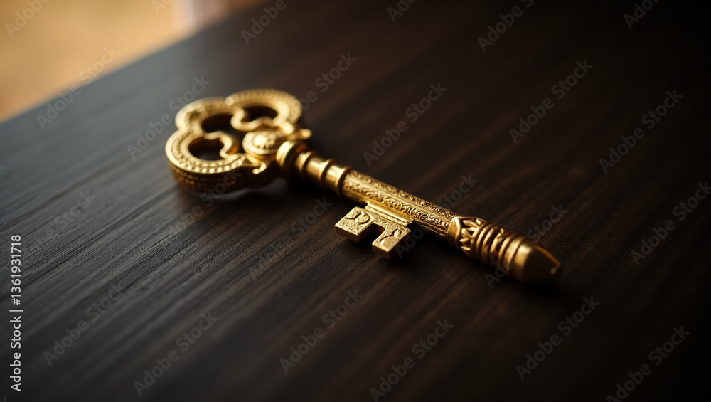 Golden Key
. A golden key lying on a table as a symbol of financial wealth. Golden Key
. A golden key lying on a table as a symbol of financial wealth.