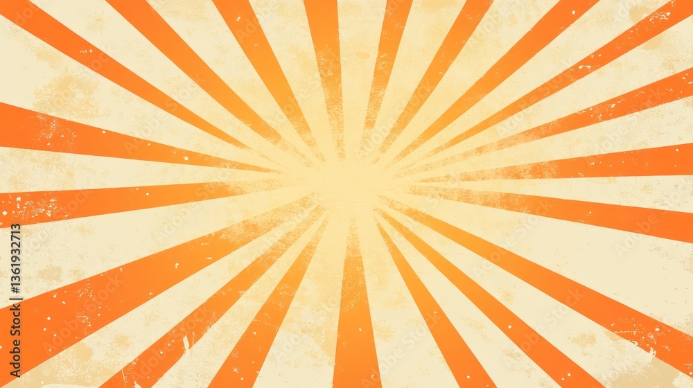 Obraz premium Vibrant sunburst pattern with orange and cream rays radiating from the center, ideal for backgrounds or graphic design