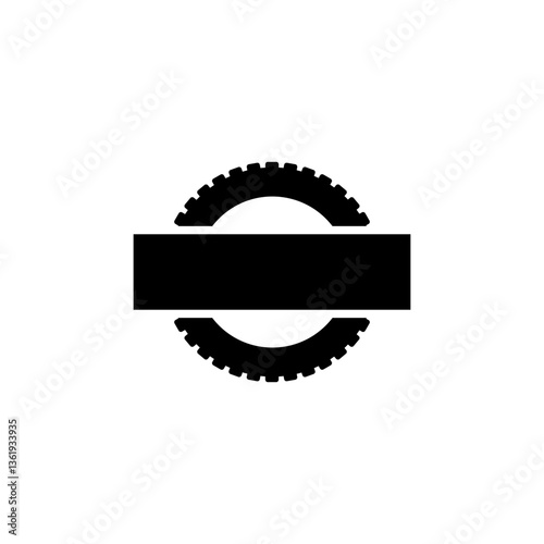 Car tire with empty banner in the center and middle of the wheel. Vector illustration.