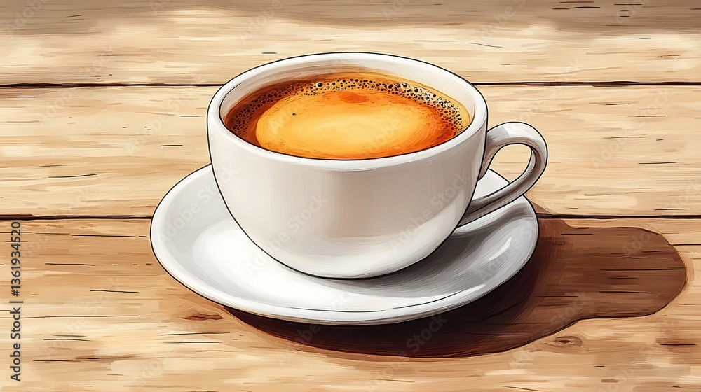 Obraz premium cup of coffee on wooden table