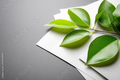 Minimalist gift wrapping with natural elements in monochrome tones for eco-friendly presentation