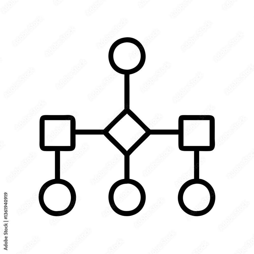 Network Nodes Diagram Icon in Minimalist Style Network Nodes Diagram Icon in Minimalist Style