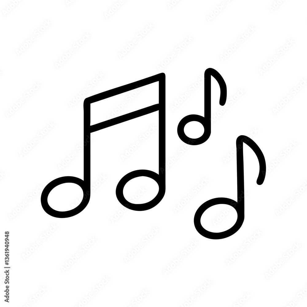 Music notes icon in minimalist style on a clear background Music notes icon in minimalist style on a clear background