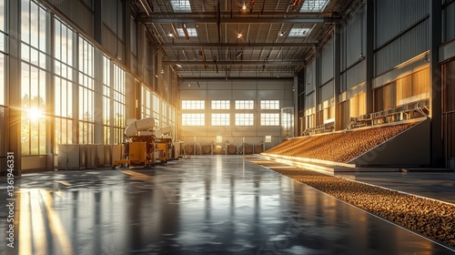 Futuristic Biomass Energy Production Facility Interior View