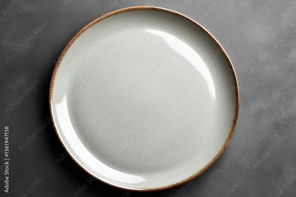 Elegant empty ceramic plate on textured surface ready for a culinary dish presentation for a dining experience Elegant empty ceramic plate on textured surface ready for a culinary dish presentation for a dining experience