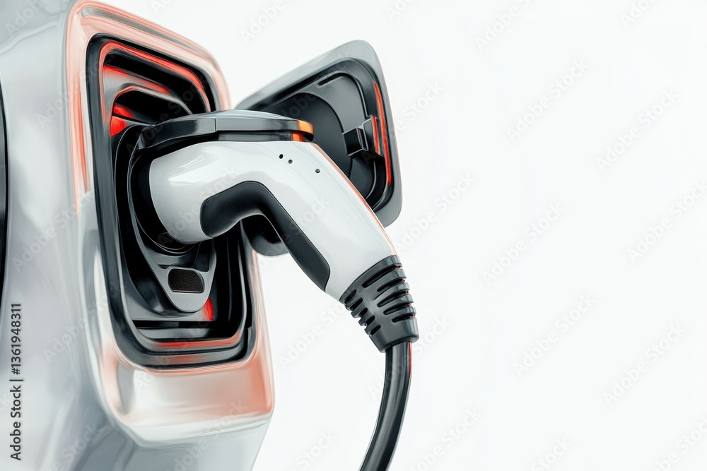 Electric vehicle charging station with a modern design and a charging plug during daylight hours showcasing technological advancements in eco-friendly transportation Electric vehicle charging station with a modern design and a charging plug during daylight hours showcasing technological advancements in eco-friendly transportation