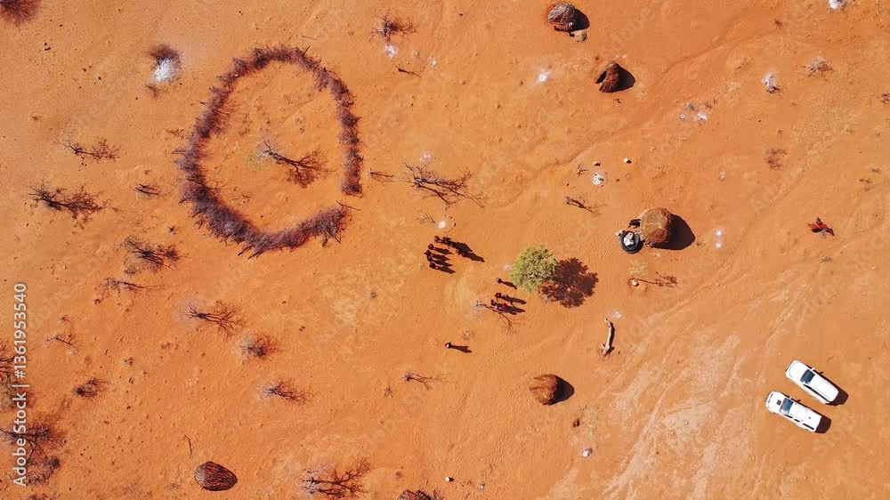 Namibia. Donne himbi in una danza propiziatoria. Aerial shot