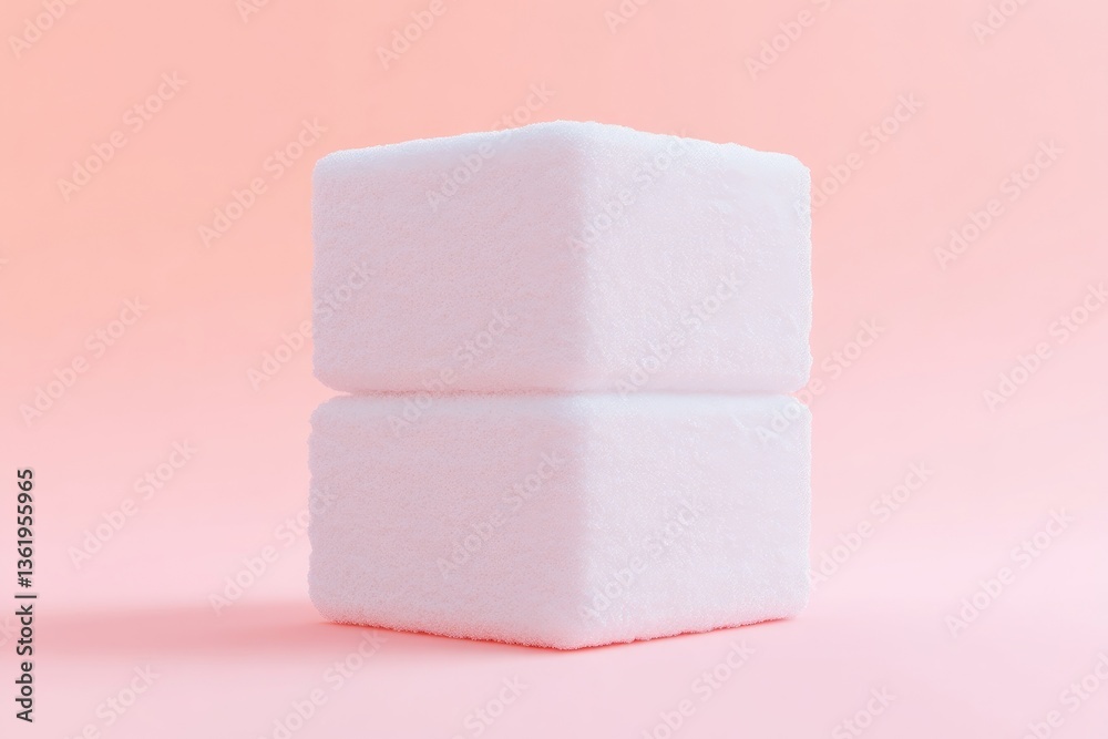 Two stacked fluffy white cubes Two stacked fluffy white cubes