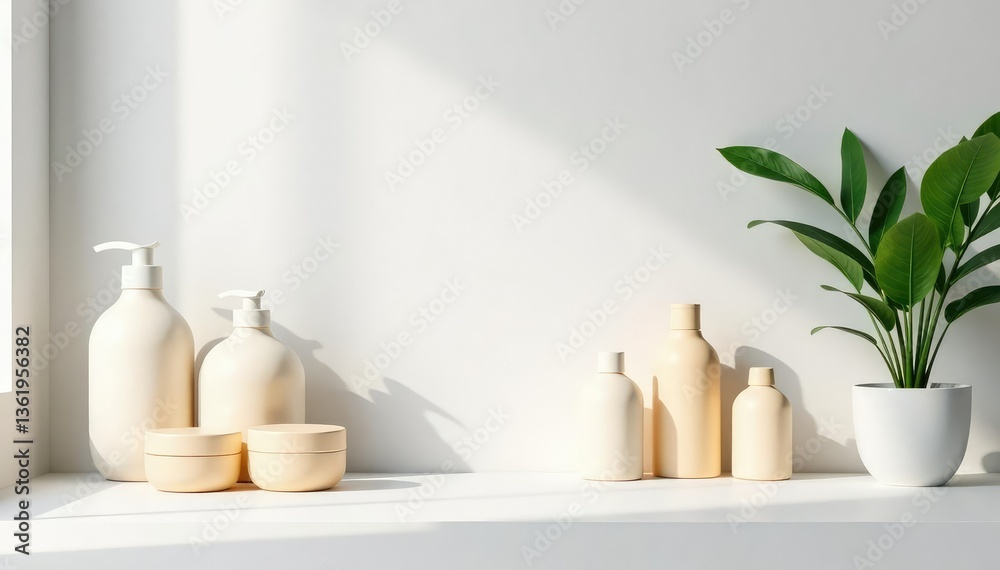 Clean minimalist product display on white backdrop, health, spa, lipstick Clean minimalist product display on white backdrop, health, spa, lipstick