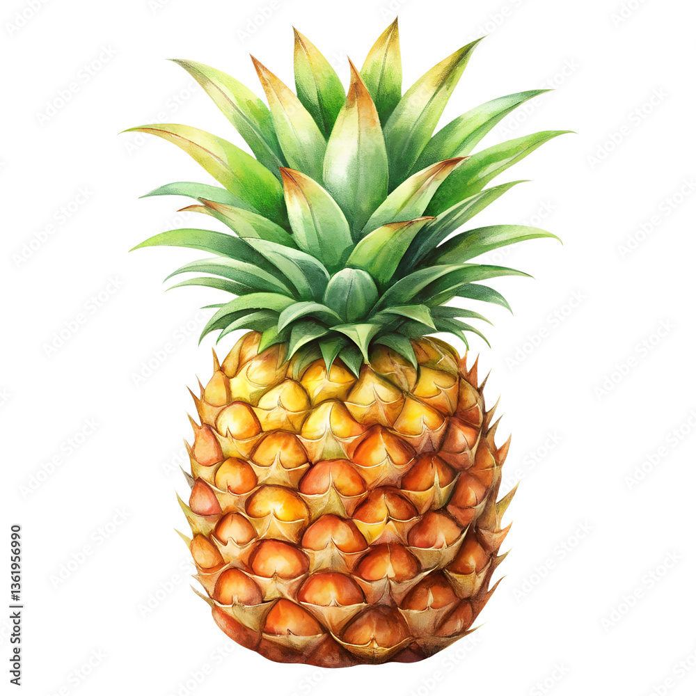 Fototapeta premium Watercolor Ripe pineapple isolated on transparent background