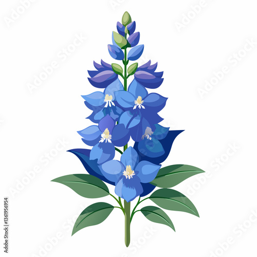 Beautiful Delphinium flower vector, perfect for floral-themed digital designs and print projects.