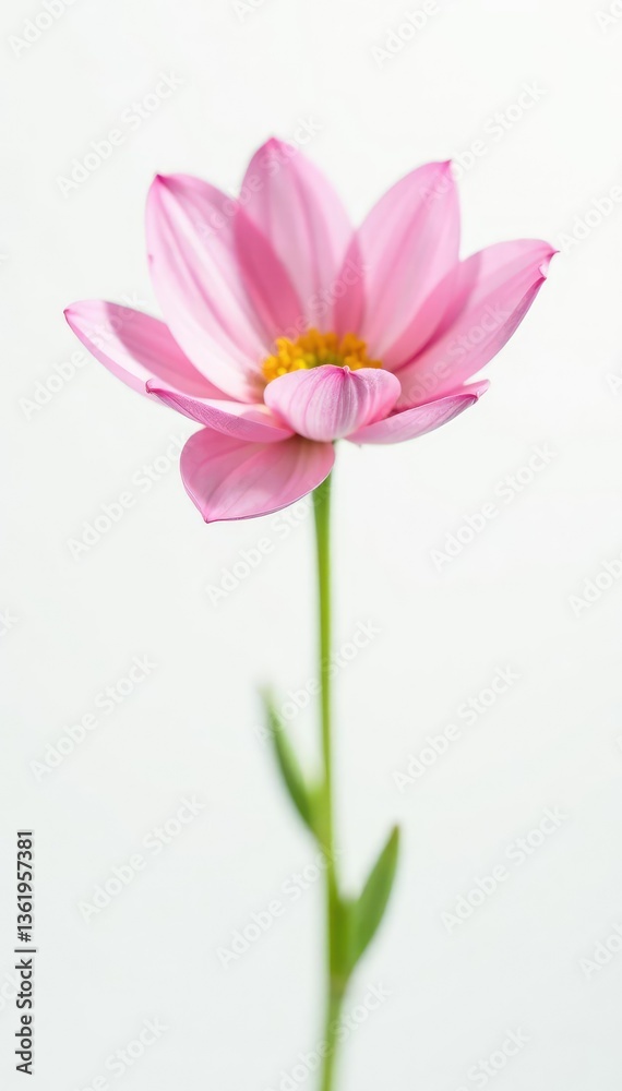 Delicate petals of a single flower against a crisp white background, nature, bloom, floral Delicate petals of a single flower against a crisp white background, nature, bloom, floral