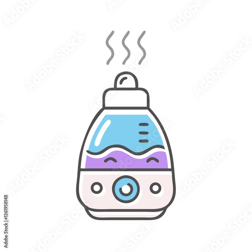 Icon of cute humidifier illustration with steam in pastel colors 