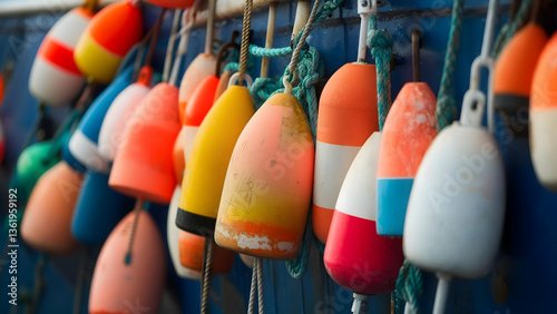 Artistic Marine Abstraction Macro Shot Focus on Boat Textures Chains Anchor Hull Buoy Creative Lighting Shallow DOF Contemporary Art
