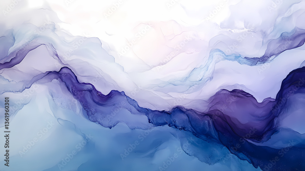 Obraz premium Abstract Flowing Blue and Purple Painting