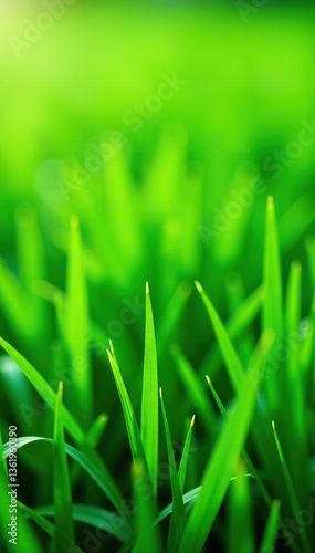 Green grass field with vibrant blades of grass, perfect for a summer backdrop,  landscape,  peaceful