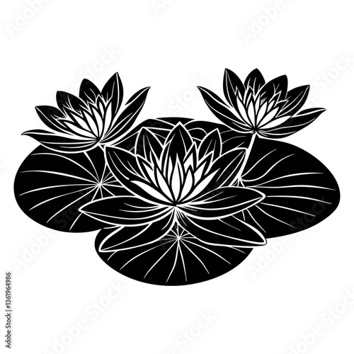 waterlily black color vector 