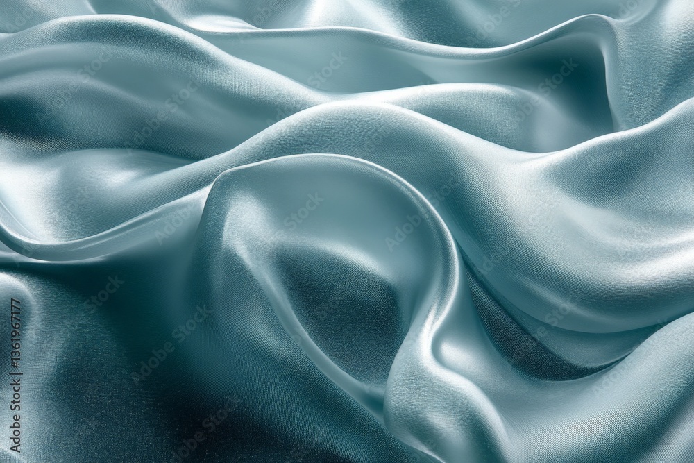 Fototapeta premium Soft silk fabric drapes elegantly showcasing fluid textures and subtle shine in a peaceful pastel hue