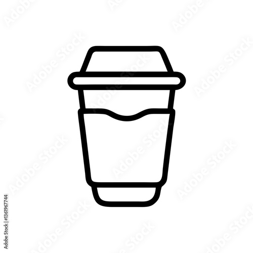 Coffee cup icon for beverage and takeaway drink concept with minimalistic design