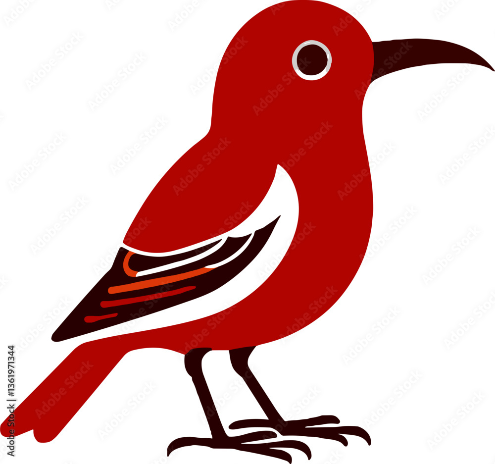 Red bird illustration in a minimalist style Red bird illustration in a minimalist style