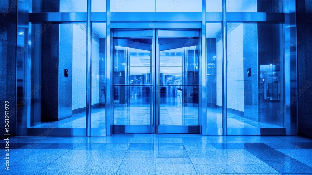Fototapeta premium A dramatic scene of a breached bank entrance, security doors ajar with no one inside