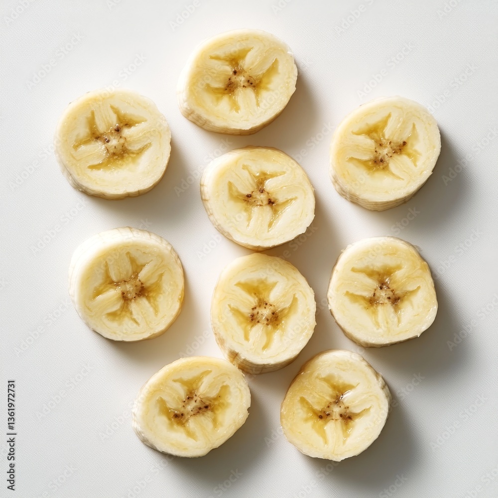 Collection of banana slices, isolated on white background Collection of banana slices, isolated on white background