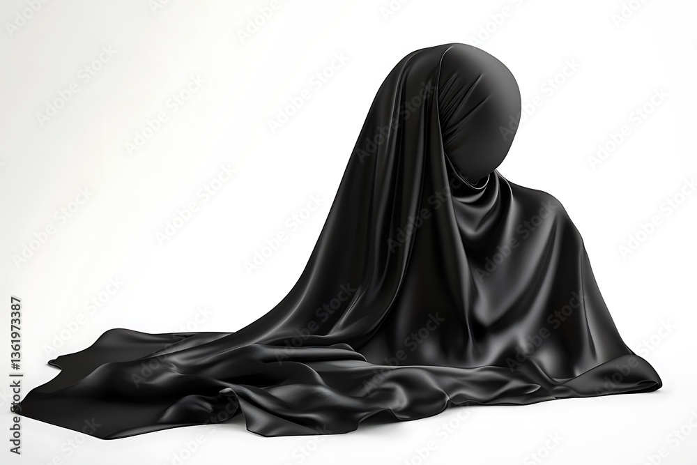 3D Classic Black Hijab with Smooth Silk Texture 3D Classic Black Hijab with Smooth Silk Texture