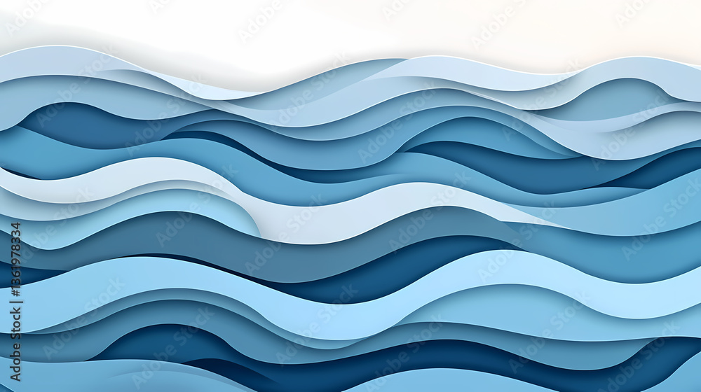 Fototapeta premium Abstract Blue Wave Layers Design