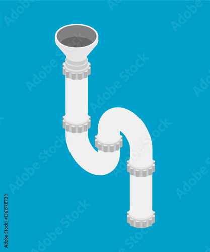 Sink siphon. Curved plumbing pipe for draining from a sink