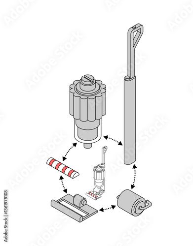 Handheld Vacuum Cleaner scheme spare parts. House cleaning machine