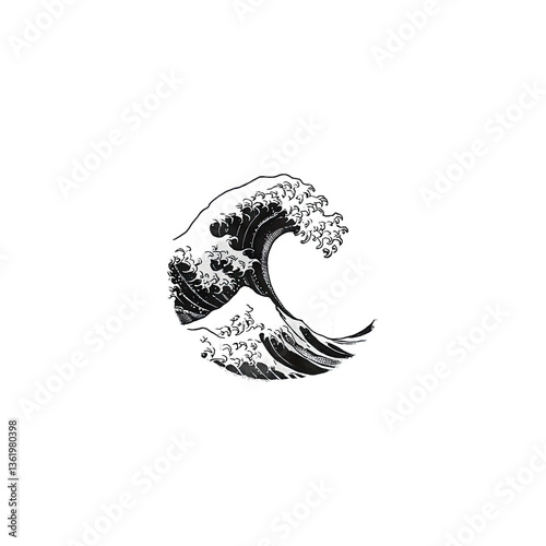 Great Wave off Kanagawa Glitch Art Digital Illustration