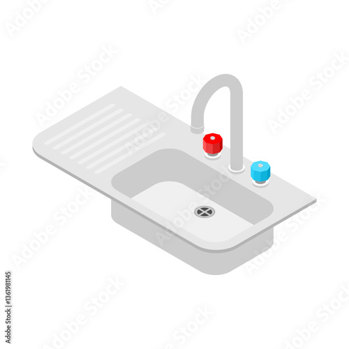 Kitchen sink with drainer. Vector illustration