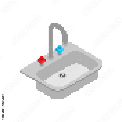 Kitchen sink pixel art. 8 bit Kitchenware