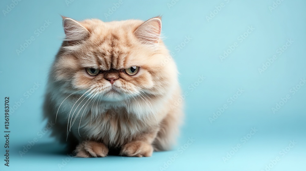 Fototapeta premium A cute Persian cat with an angry expression looking