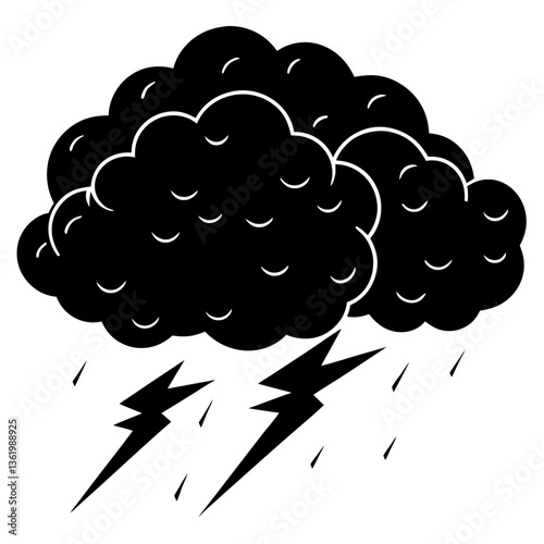 cloud with lighting black color vector 