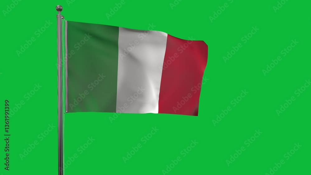 Italy flag animation on green screen background. 4K Italy flag animation on green screen background. 4K