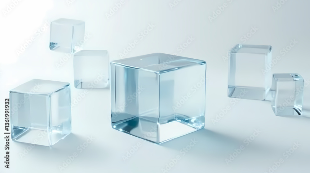 Obraz premium Abstract Transparent Ice Cubes Composition