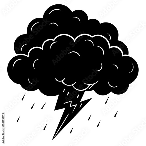 cloud with lighting black color vector 