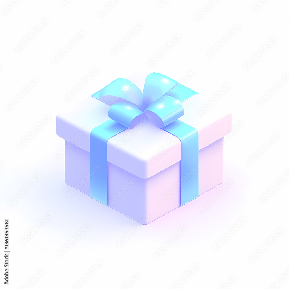 Obraz premium Pastel Gift Box with Teal Ribbon