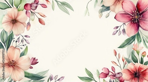 Adorable floral wreath. Watercolor card with place for text